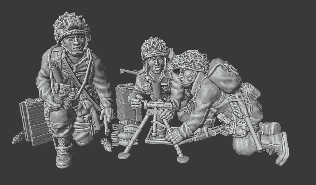 28mm US WW2 paratroopers, M2 Light Mortar and crew
