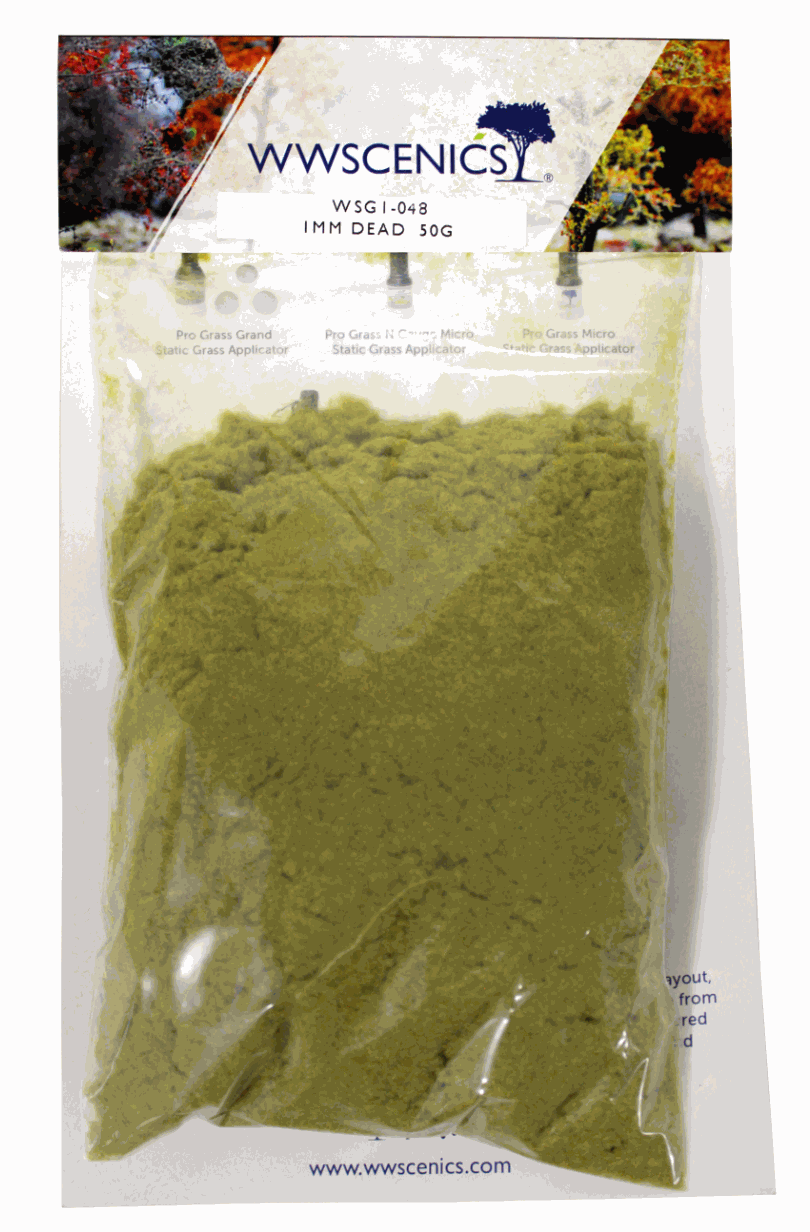 WWScenics 1mm Dead Static Grass in a sealed bag for miniature terrain and diorama detailing