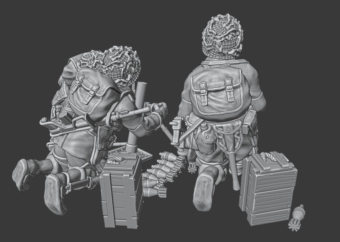 28mm US WW2 paratroopers, M2 Light Mortar and crew