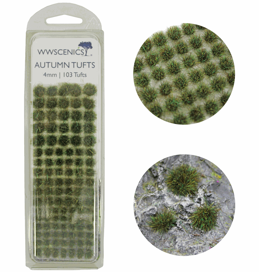 WWScenics 4mm Autumn Tufts self-adhesive static grass tufts for model scenery and dioramas