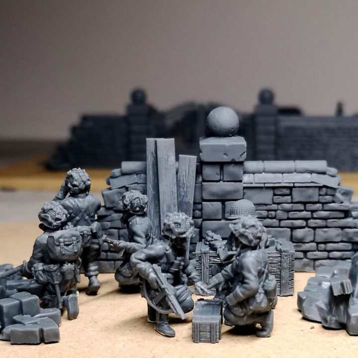 28mm WW2 US PARATROOPER COMMAND GROUP DIORAMA