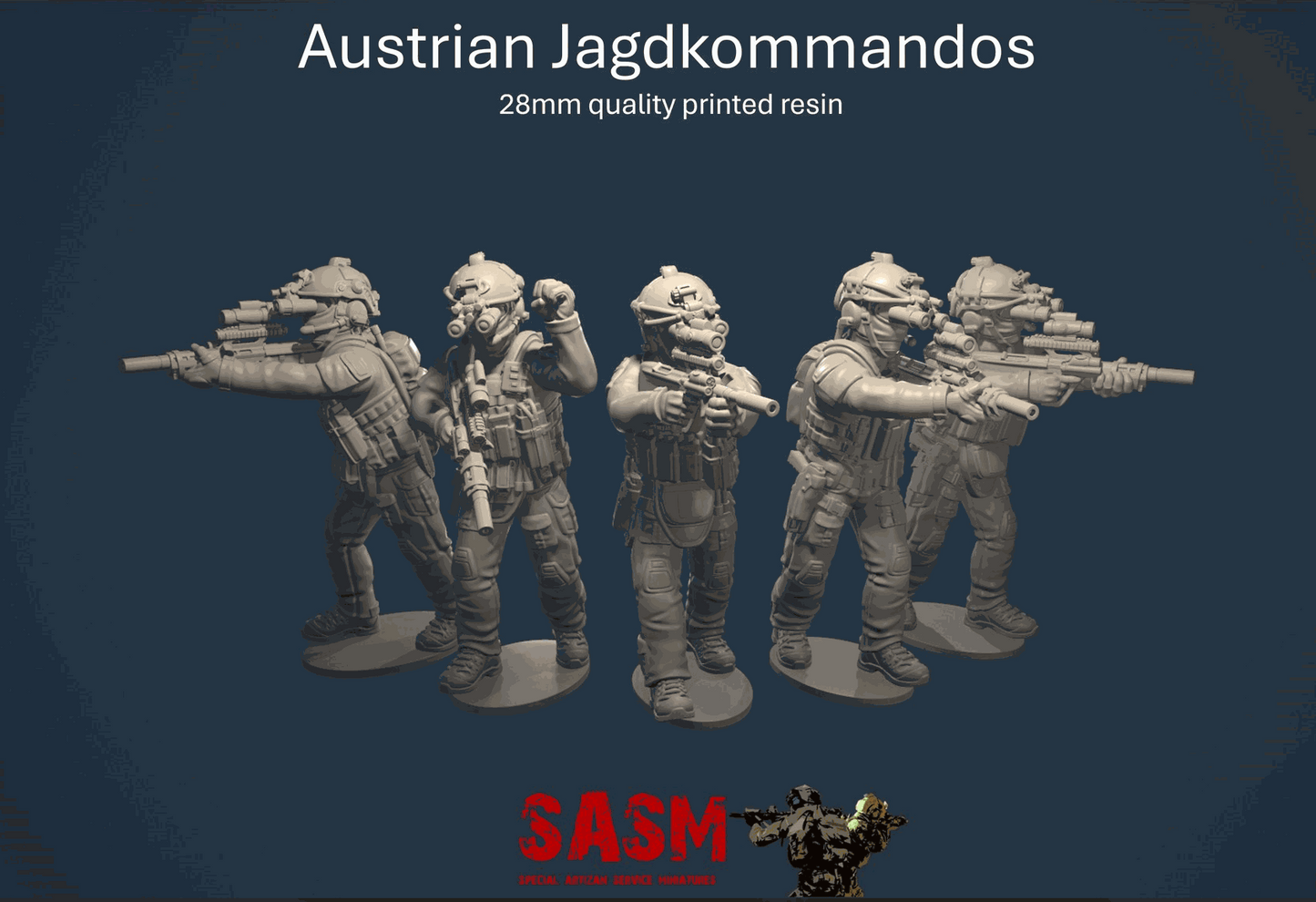 Set of five 28mm Austrian Jagdkommandos resin miniatures unpainted and detailed