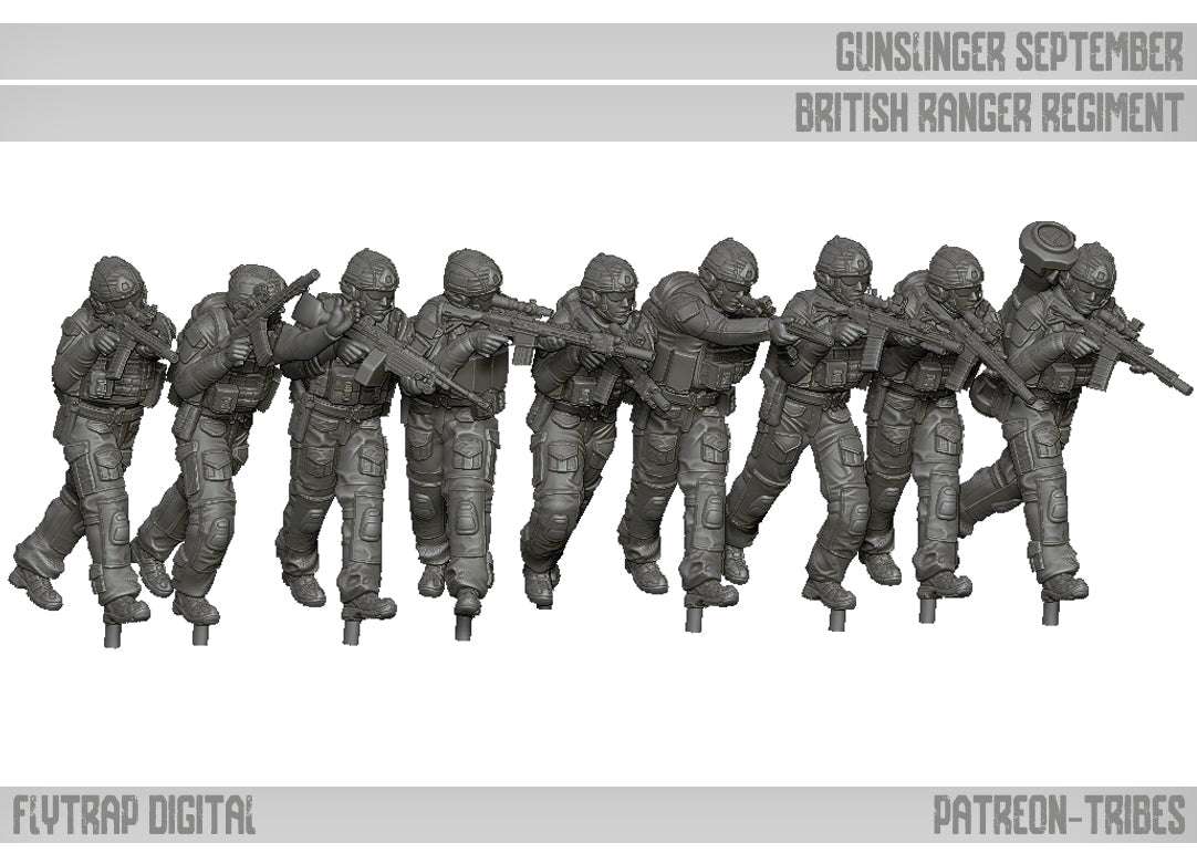 28mm Modern GUNSLINGER unpainted resin British Ranger Regiment 9-man section miniatures for direct action modeling