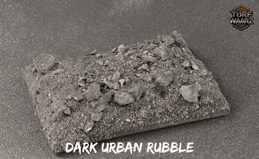 Dark Urban Rubble miniature terrain piece with gravels and sands for Sci-Fi wargame scenics