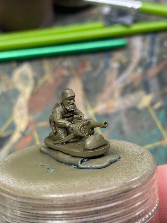 15mm modern resin printed miniature of a Chechen insurgent operating a heavy machine gun model