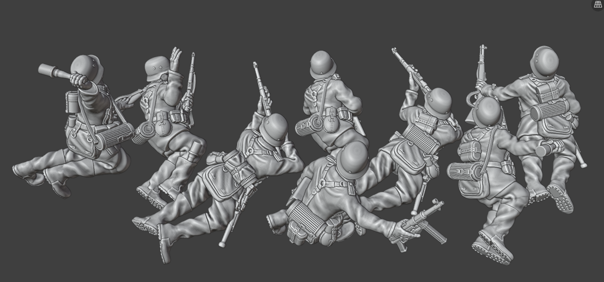 28mm WW2 German Infantry LYING DOWN COMBAT GROUP