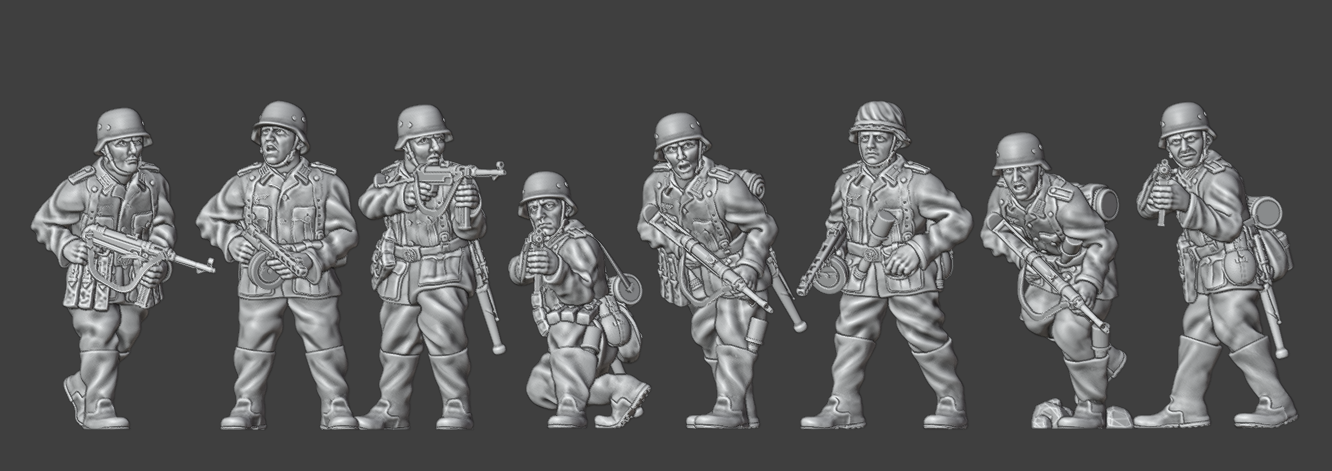 28mm WW2 German Infantry SMG Assault Squad