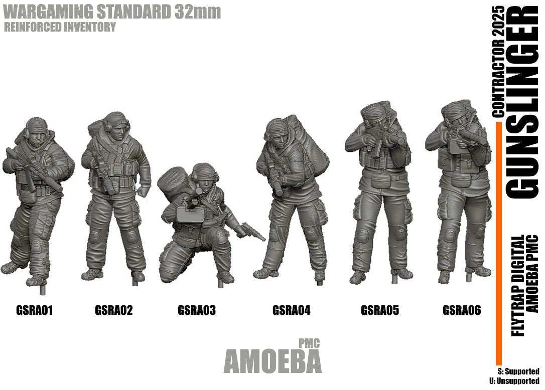 28mm resin miniatures of six modern Russian military contractor figures in tactical gear for wargaming