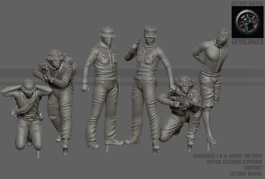 Set of six 28mm modern ashtray resin models, unpainted, highly detailed miniature figures for assembly and painting.