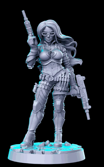 32mm resin model of a futuristic Pulp NAGA Female Leader with weapons, unpainted and detailed for modern pulp gaming.