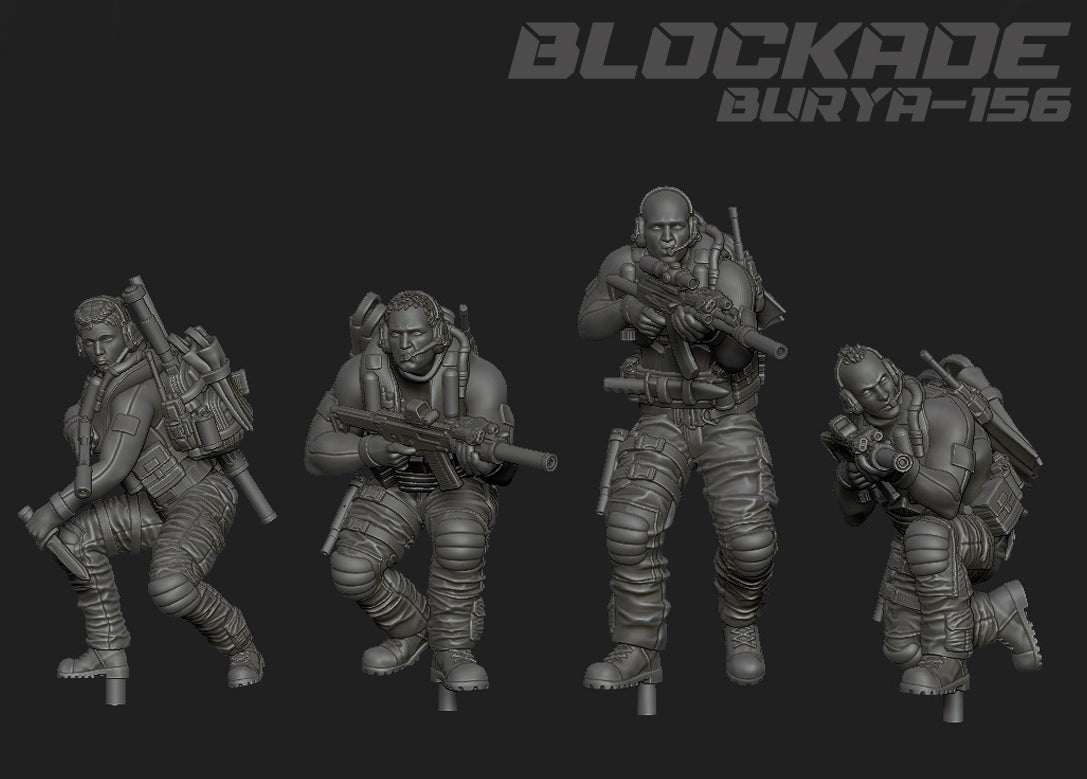 28mm Modern GUNSLINGER resin miniatures set of four unpainted tactical soldiers with firearms and gear