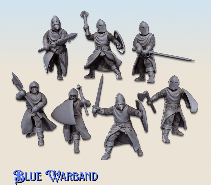28mm Great Helm Knights Blue Warband