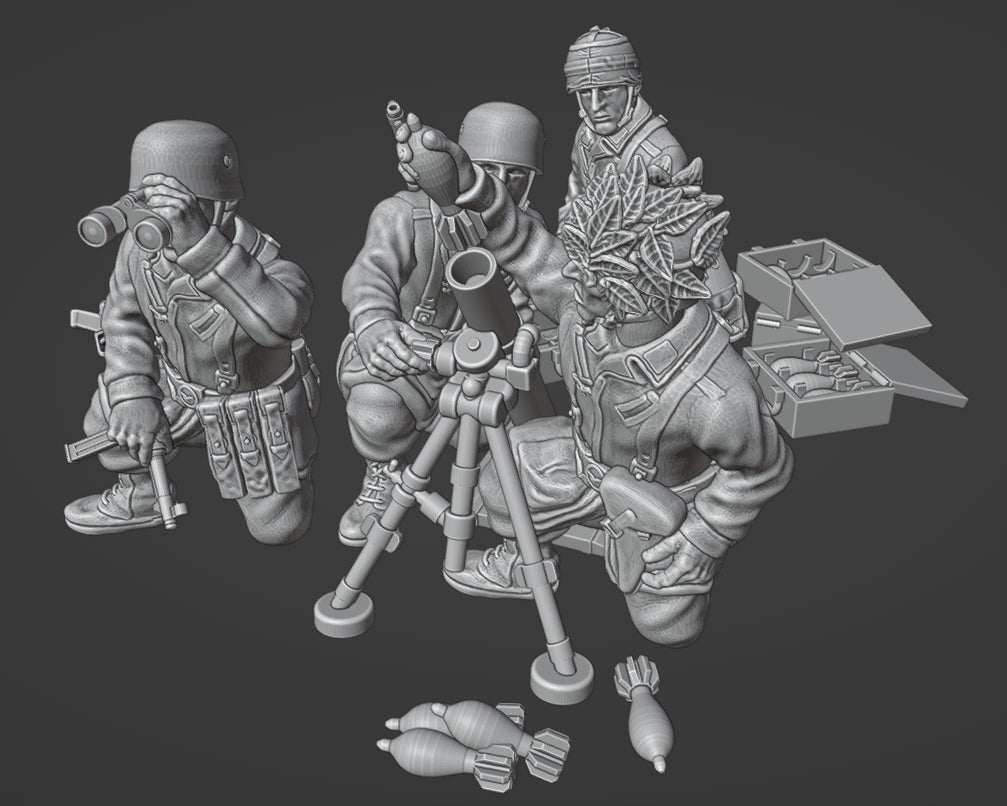 28mm WW2 German Fallschirmjager 81mm MORTAR