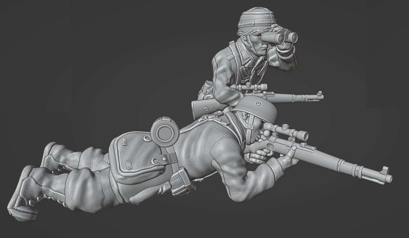 28mm WW2 German Fallschirmjager Sniper Team 2