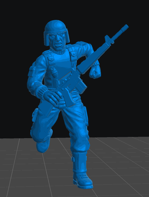 32mm resin model of pulp infantry soldier in dynamic pose holding rifle, unpainted for modern pulp gaming