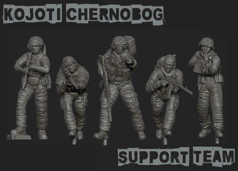 28mm modern gunslinger resin miniatures set of five unpainted Kojoti Chernobog support team figures