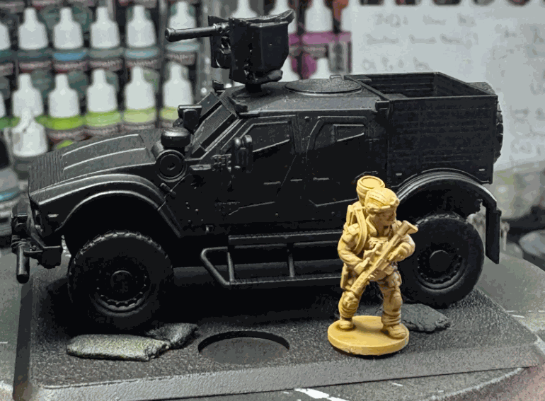 15mm scale modern LATV 3D resin printed model vehicle with soldier figure and turret options