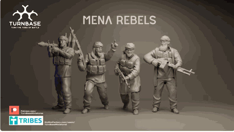 28mm Modern MENA Rebels resin miniatures for wargaming set of 4 unpainted models