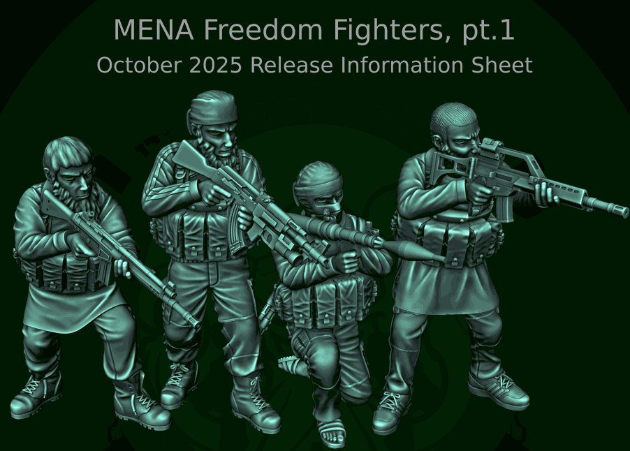 28mm MENA Freedom Fighters resin printed unpainted heroic scale four figure set