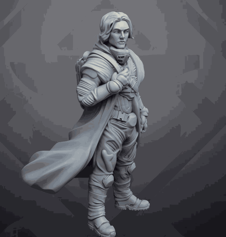 32mm Mouse Messiah detailed resin miniature model unpainted with flowing cape and armor