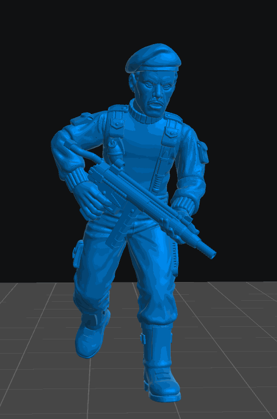 32mm resin model of a Pulp Ranger holding a rifle, designed for modern pulp gaming, unpainted and unbased