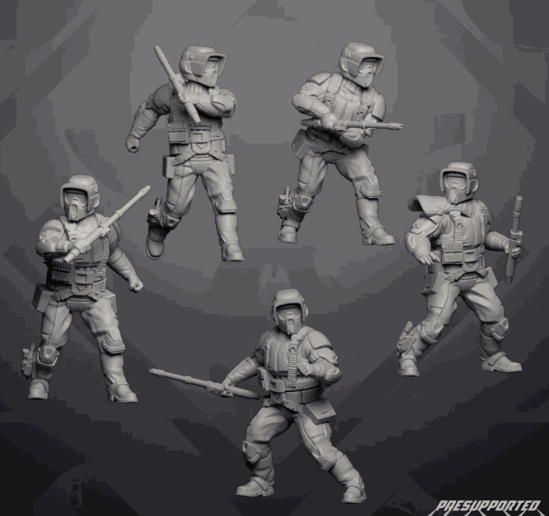 Set of five 32mm Authority Recon Shock Troopers resin miniatures unpainted and detailed