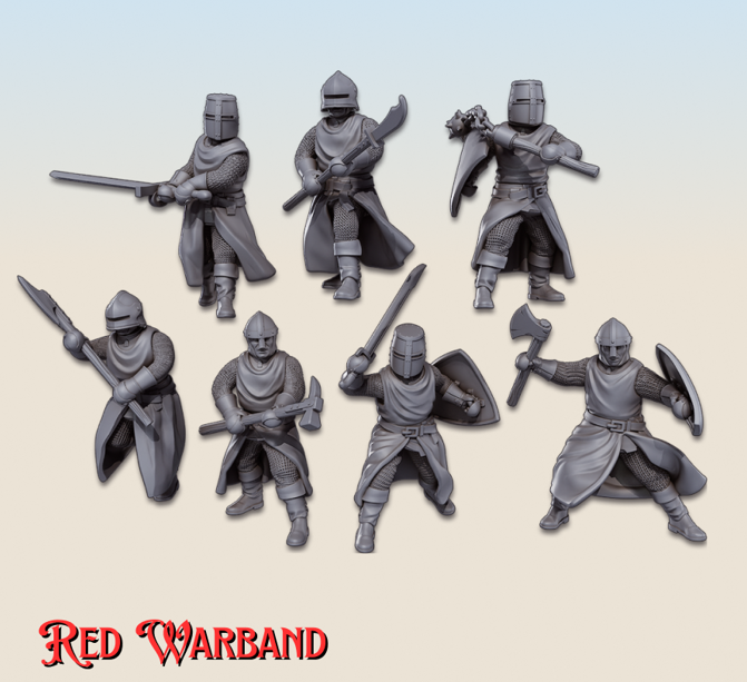 28mm Great Helm Knights Red Warband