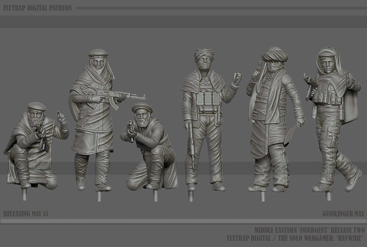 28mm modern gunslinger resin miniatures set of six Middle Eastern insurgents unpainted models
