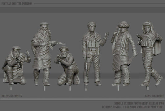 28mm modern gunslinger resin miniatures set of six Middle Eastern insurgents unpainted models
