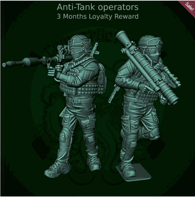 28mm modern antitank operators resin miniatures set of two unpainted figures in heroic scale