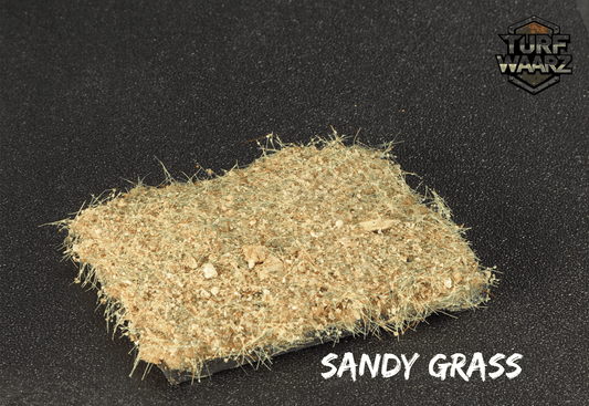 Sandy Grass Wargame Terrain patch with mixed gravels and natural materials for miniature landscapes