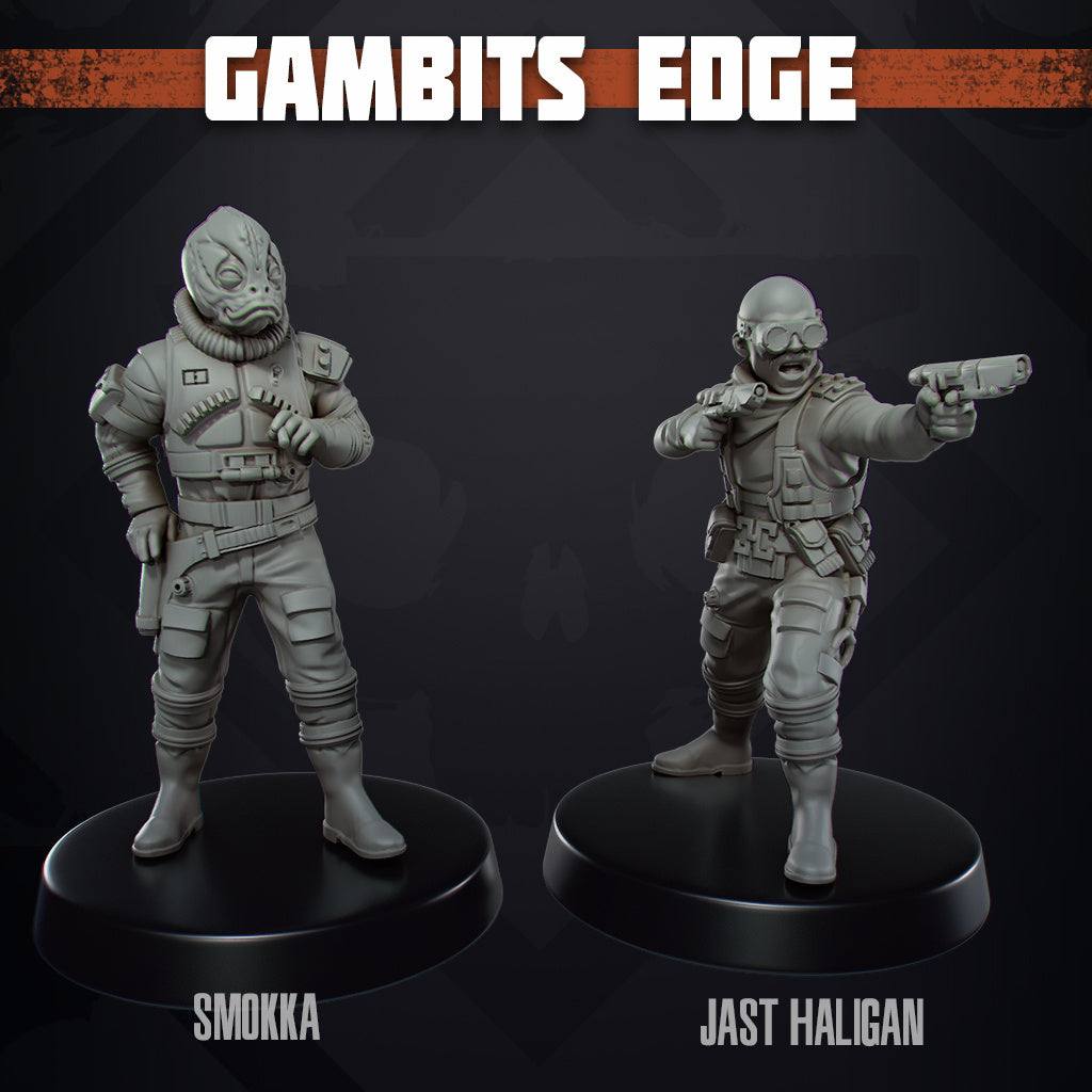32mm Gambits Edge Pilots unpainted resin miniatures Smokka and Jast Haligan set