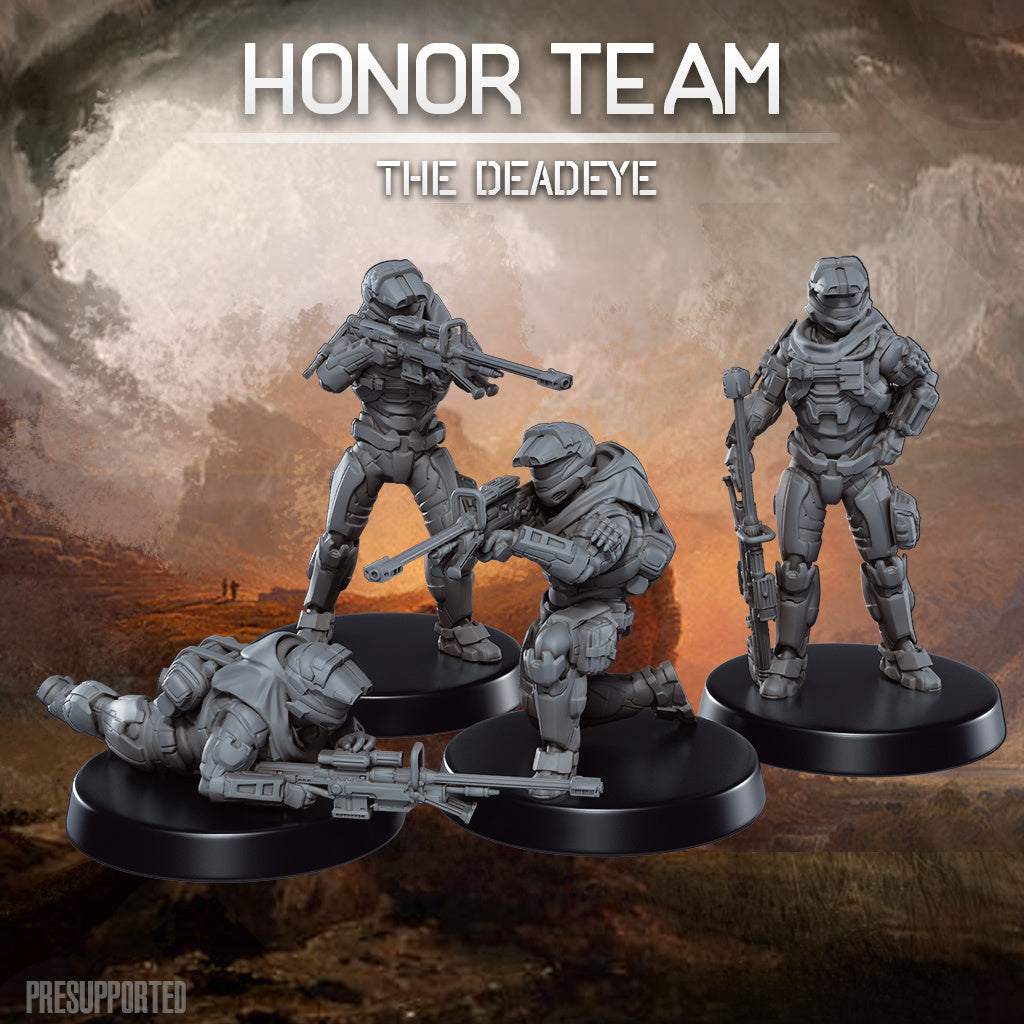 32mm The Honor Team The Dead Eye unpainted resin miniatures set of four