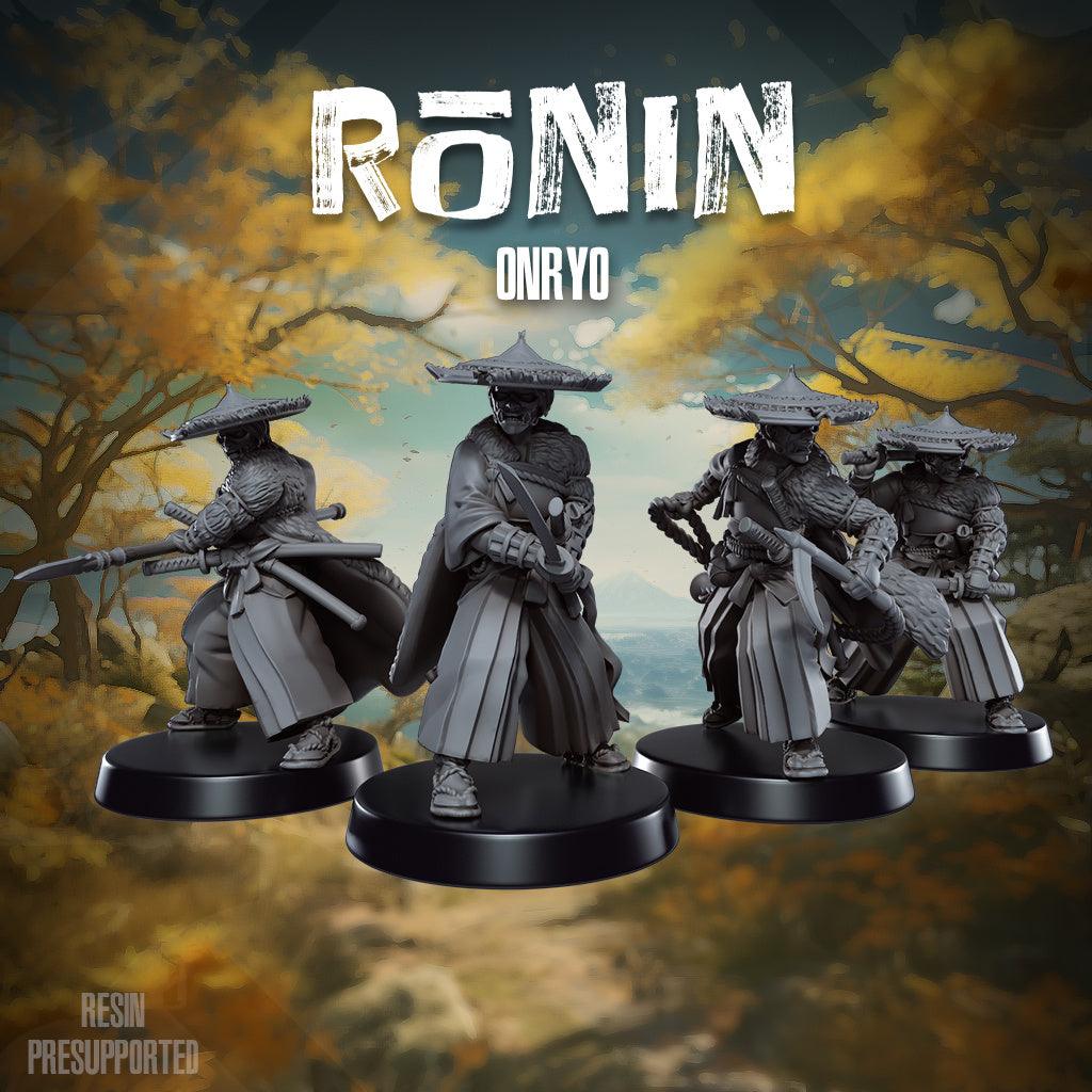Set of four 32mm Ronin Onryo resin miniatures unpainted and presupported without bases