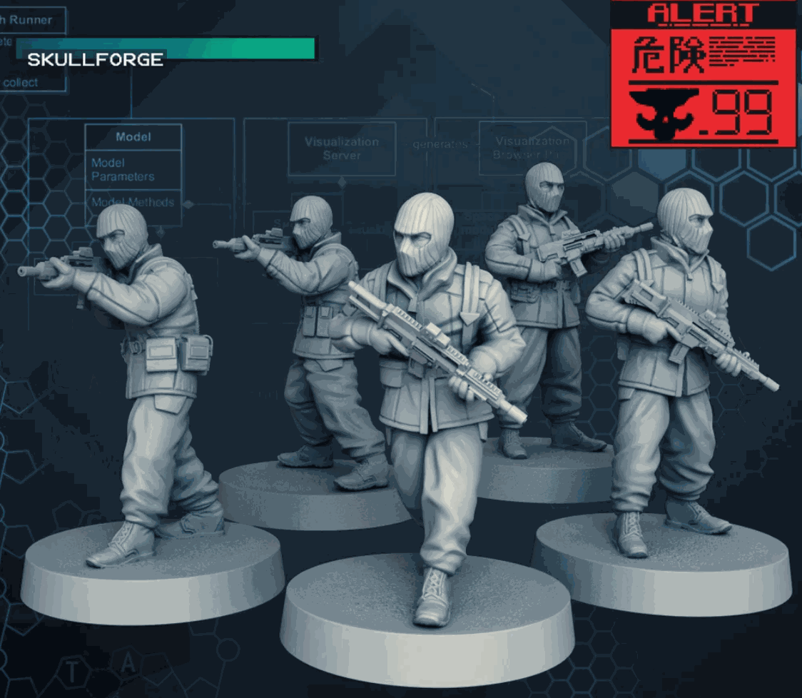32mm resin printed Tundra Wolf Soldiers miniatures set of five unpainted detailed models