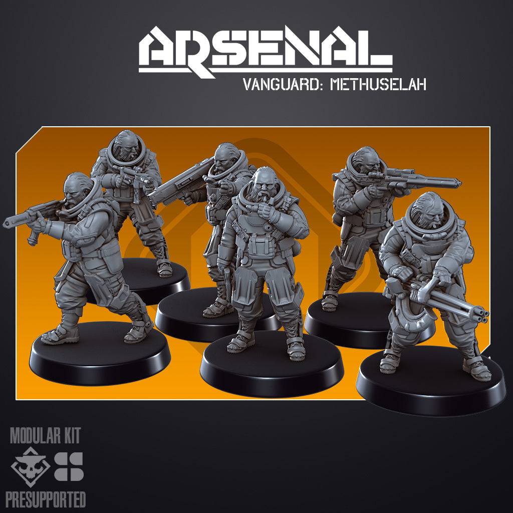 Set of six 32mm Vanguard of Methuselah resin miniatures unpainted and unbased