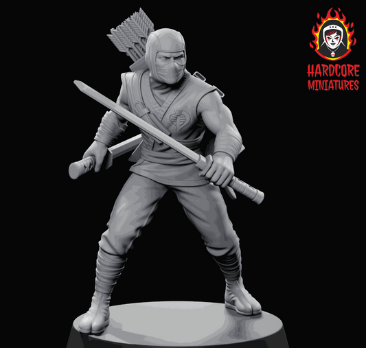 32mm resin unpainted Pulp White Ninja model with sword and quiver for modern pulp gaming