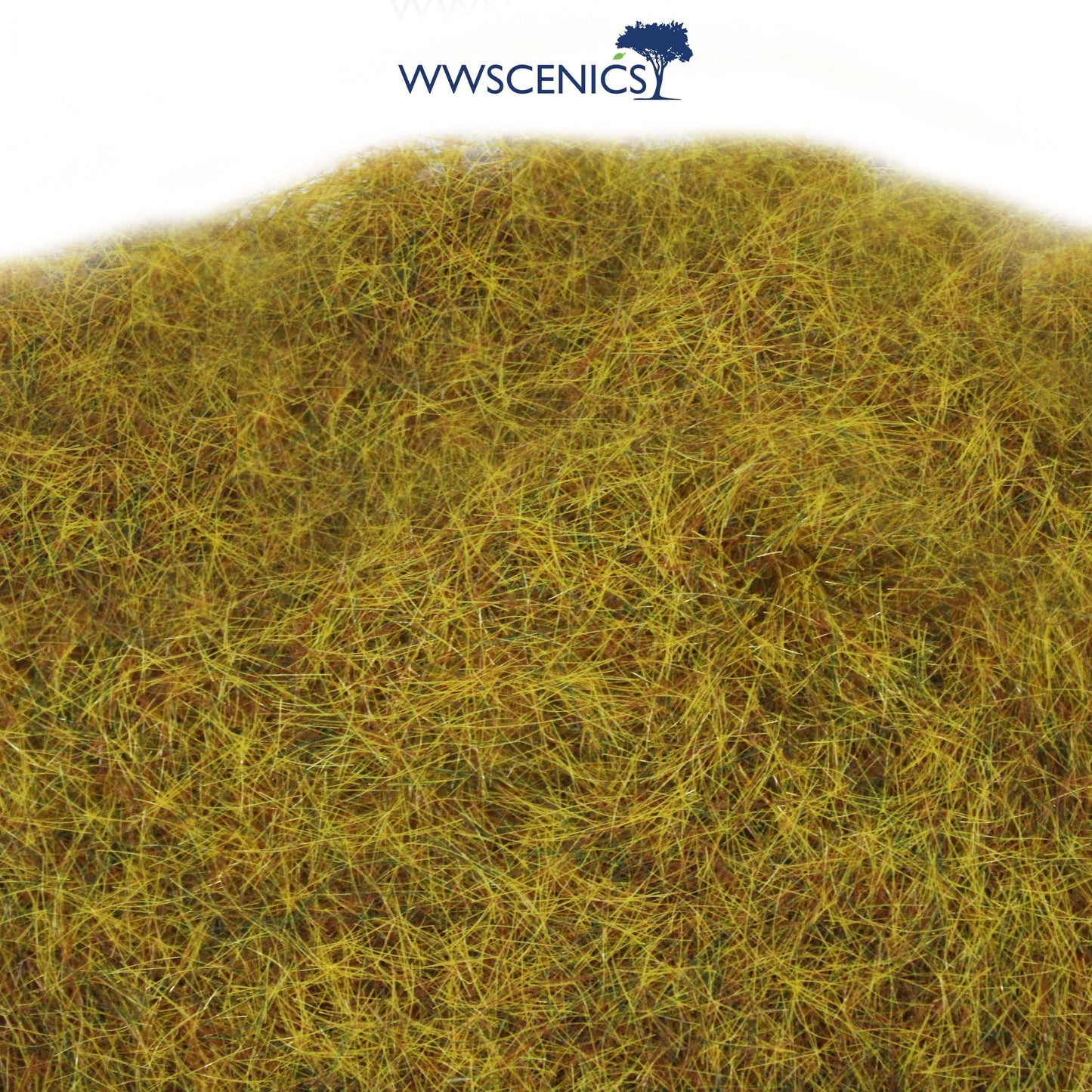 WWScenics 6mm Wild Meadow Static Grass 100g with fine 6mm fibers in natural greens and tans for realistic miniature terrain, wargames, dioramas, and model railways.