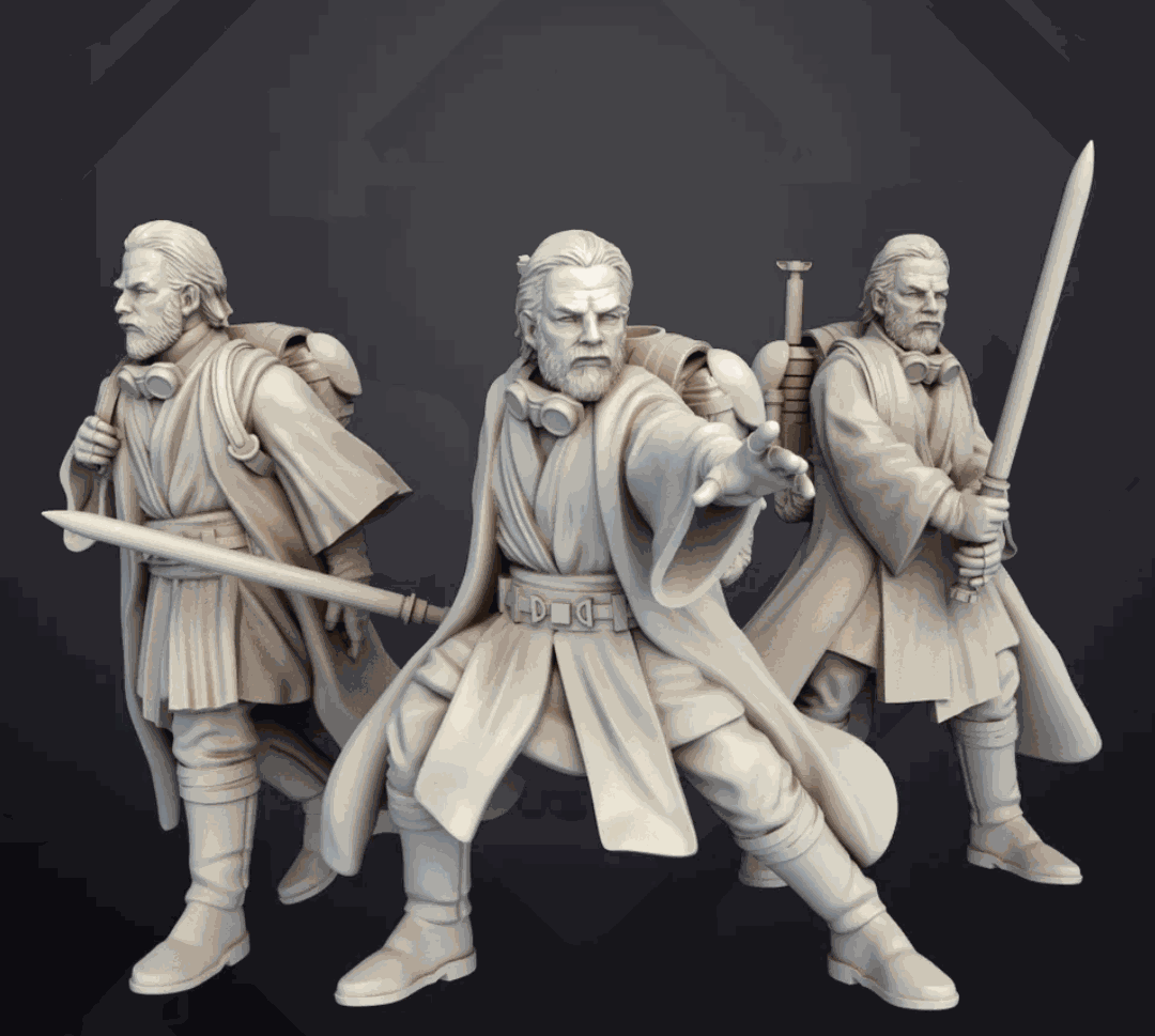 Set of three 32mm exiled wizard resin miniatures unpainted and detailed for assembly
