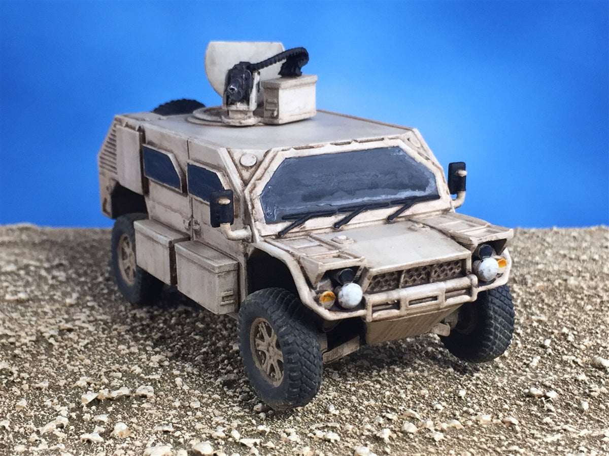 28mm scale model of a modern US Military GMV armored vehicle replacement for Hummer on rough terrain