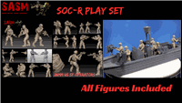 28mm Modern US Seal SOC-R playset with 10 navy seal figures and 1/50 scale SOC-R boat including weapons