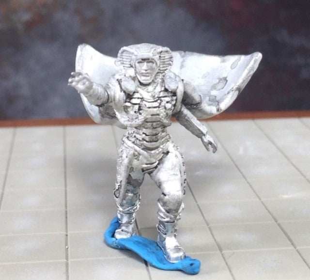 28mm Modern Naga Leader miniature figure in armor with cape for tabletop games