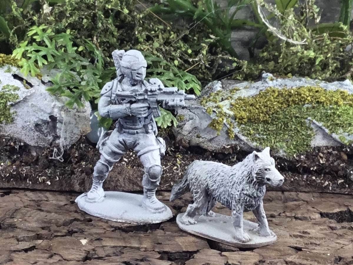 28mm modern wolf and cub metal miniatures for tabletop games