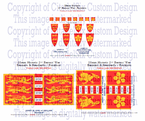 HENRY III King of England historical banners and standards set for 28mm wargaming