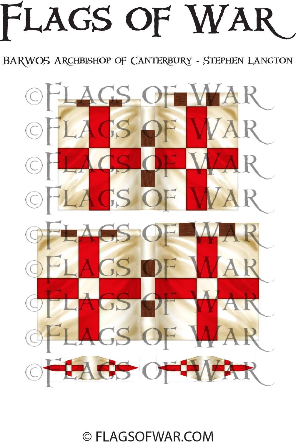 28mm Archbishop of Canterbury Stephen Langton flag for Barons' War range with red cross on white background