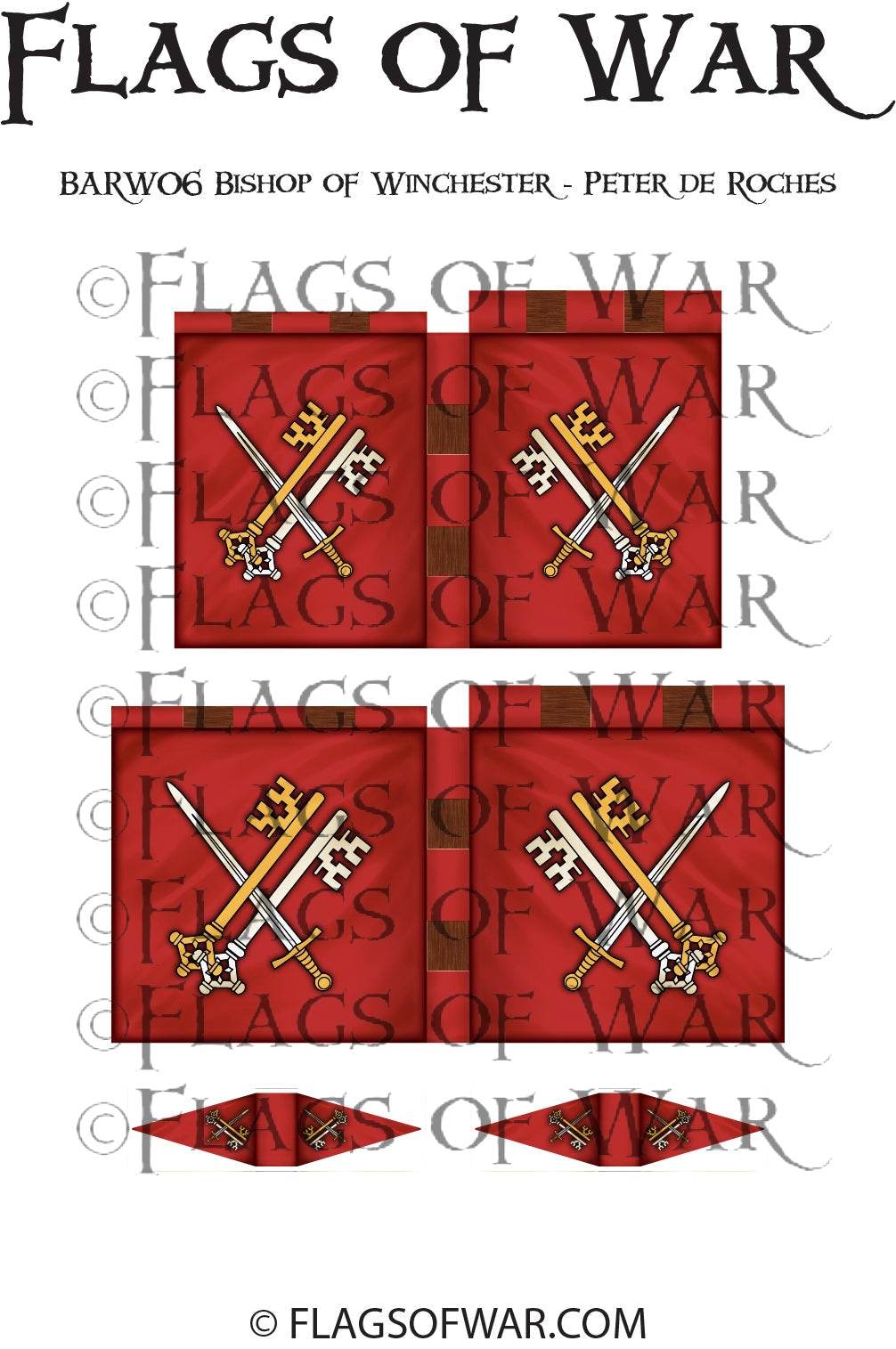 BARW06 Bishop of Winchester Peter de Roches 28mm War Flag for Barons' War Range
