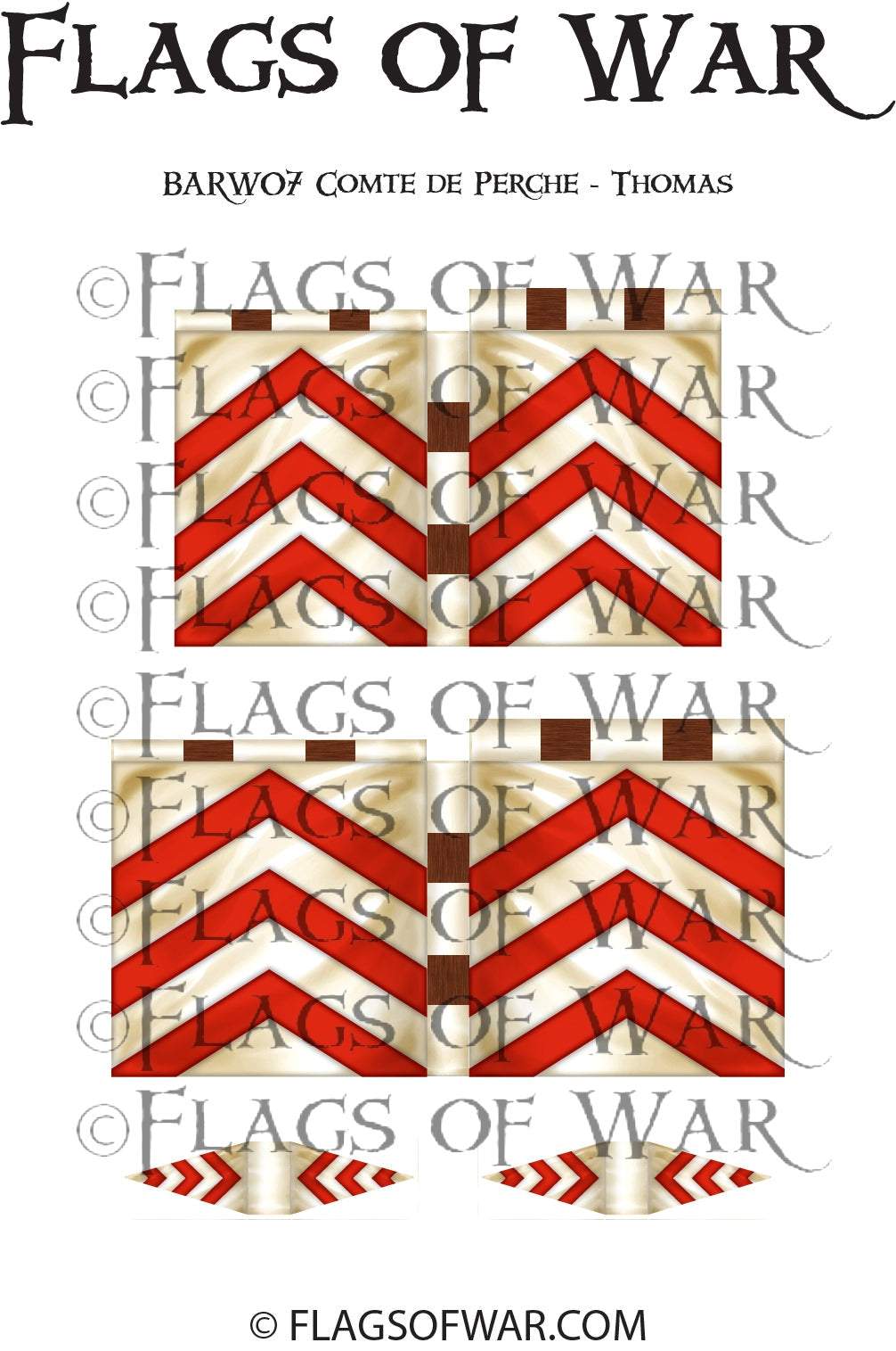 28mm BARW07 COMTE DE PERCHE Thomas flag with red and white chevron design for Barons' War range pre-order