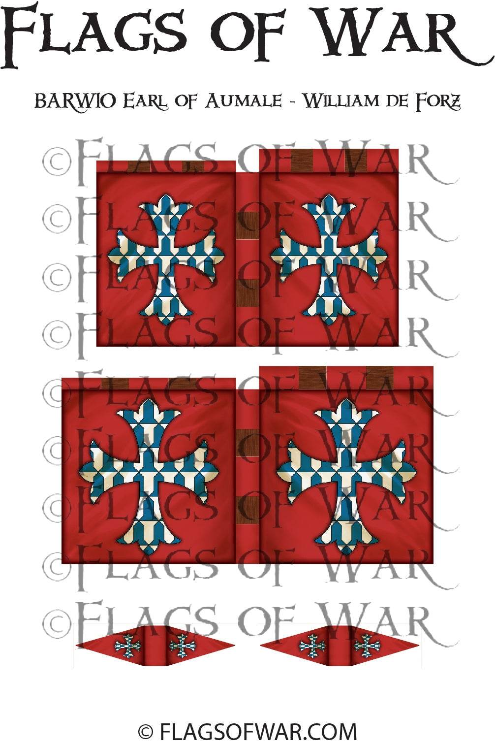 28mm BARW10 Earl of Aumale William de Forz flag for Barons' War range