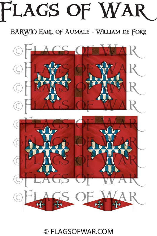 28mm BARW10 Earl of Aumale William de Forz flag for Barons' War range