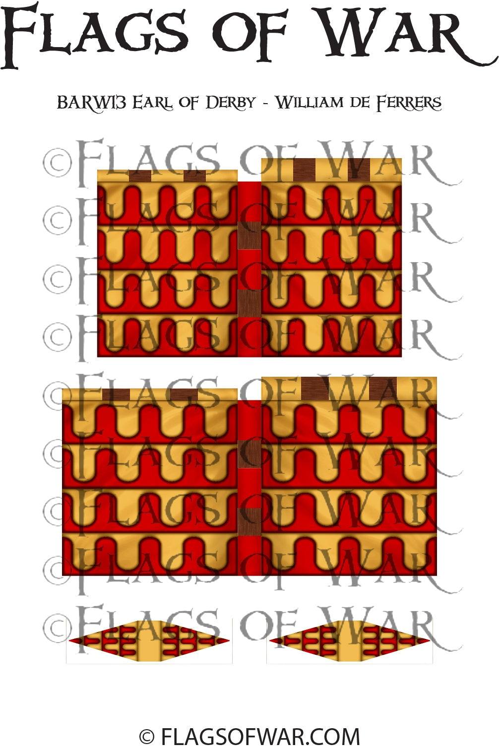 28mm BARW13 Earl of Derby William de Ferrers flag for Barons' War range showing red and gold heraldic pattern